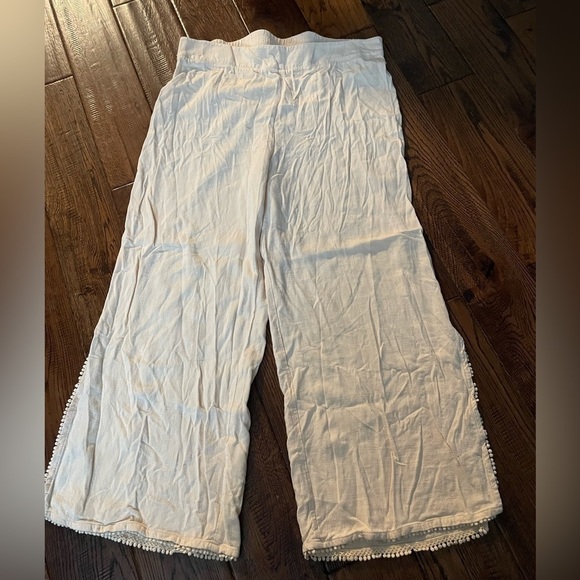 Soft Surroundings White Linen Wide Leg Pull On Pants - Picture 1 of 6